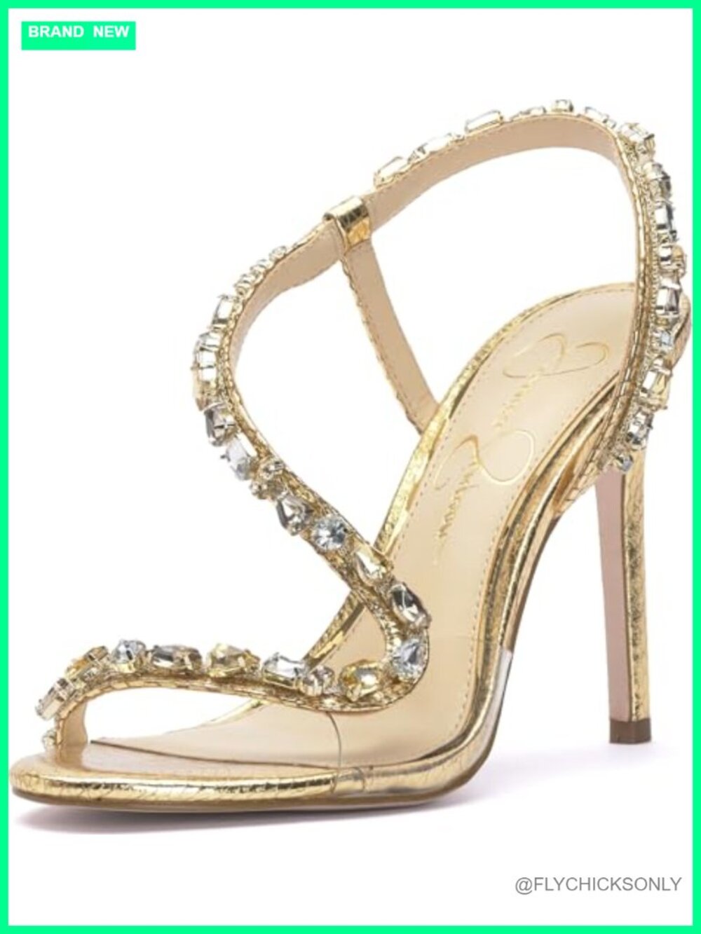 Embellished Heeled Sandals Stiletto Slingback Open Toe Elastic Closure